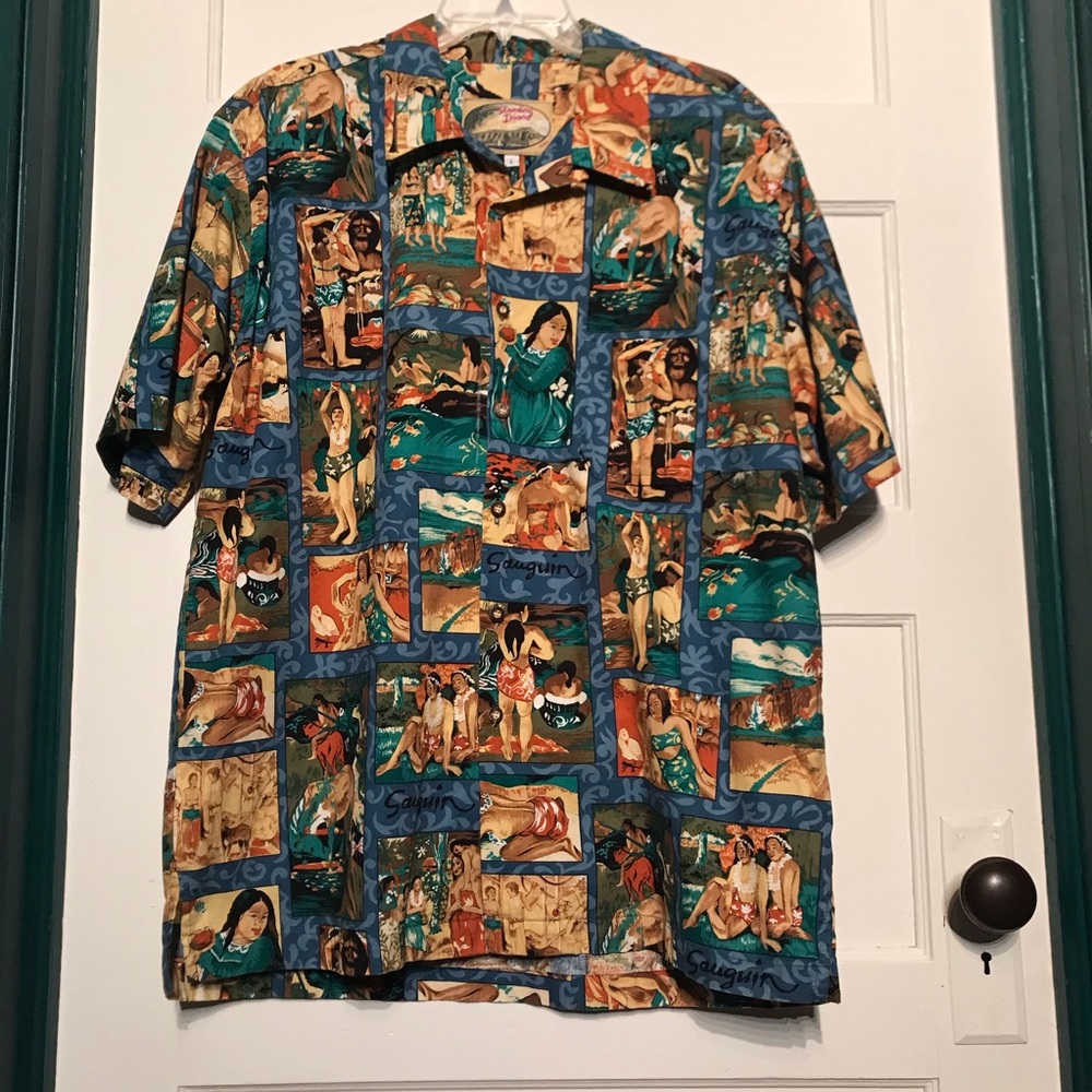 Colorful Vintage Hawaiian Print Shirt Resort Wear Surfer